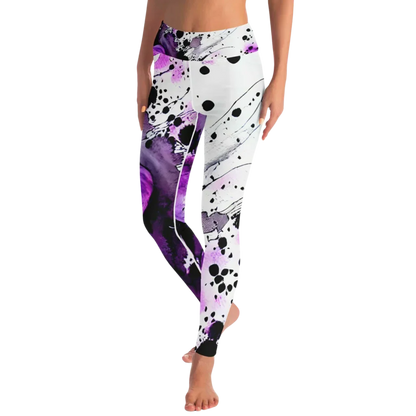Purple Yoga Leggings With Heart Print For Sacred Flow