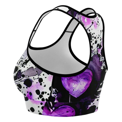 Racerback Sports Bra With Purple Heart Symbol