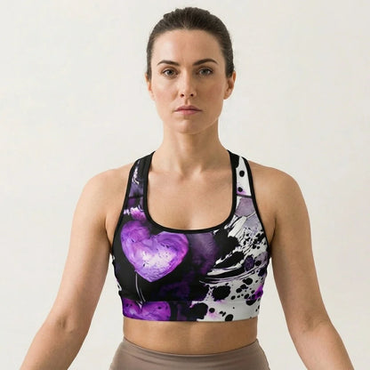 Racerback Sports Bra With Purple Heart Symbol
