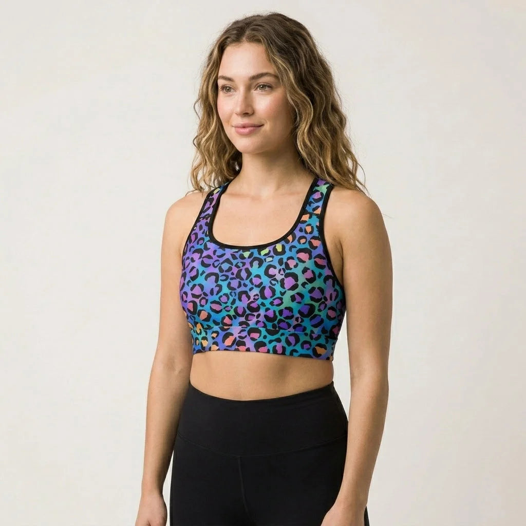 Razerback Bra With Neon Leopard Spiritual Print