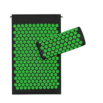 Relaxation Mat With Spikes For Neck And Back Relief - Black Green