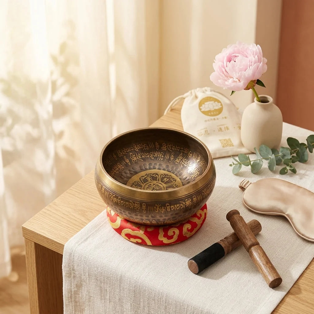 Retro Copper Tibetan Singing Bowl Set For Meditation - 11 cm