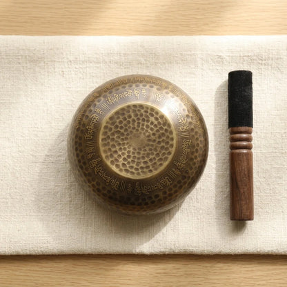Retro Copper Tibetan Singing Bowl Set For Meditation - 11 cm