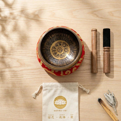 Retro Copper Tibetan Singing Bowl Set For Meditation - 11 cm