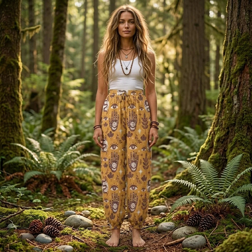 Retro Mystic Yellow Harempants For Women