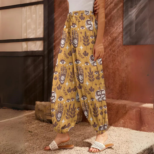 Retro Mystic Yellow Harempants For Women - XS