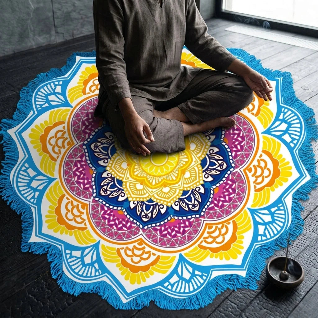 Round Boho Meditation Carpet For Mindful Living Spaces