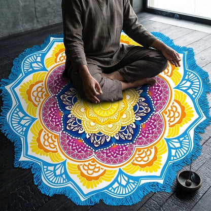 Round Boho Meditation Carpet For Mindful Living Spaces