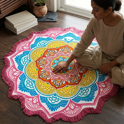 Round Boho Meditation Carpet For Mindful Living Spaces