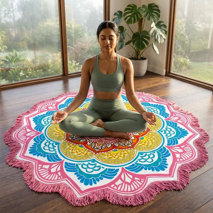 Round Boho Meditation Carpet For Mindful Living Spaces