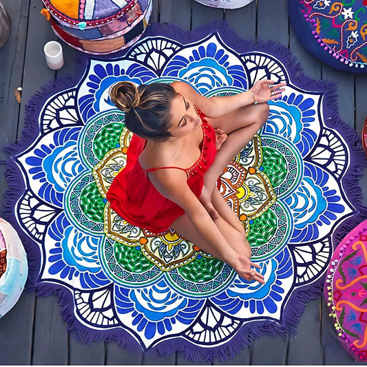 Round Boho Meditation Carpet For Mindful Living Spaces