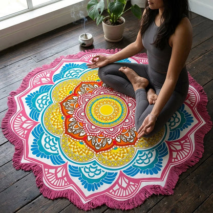 Round Boho Meditation Carpet For Mindful Living Spaces