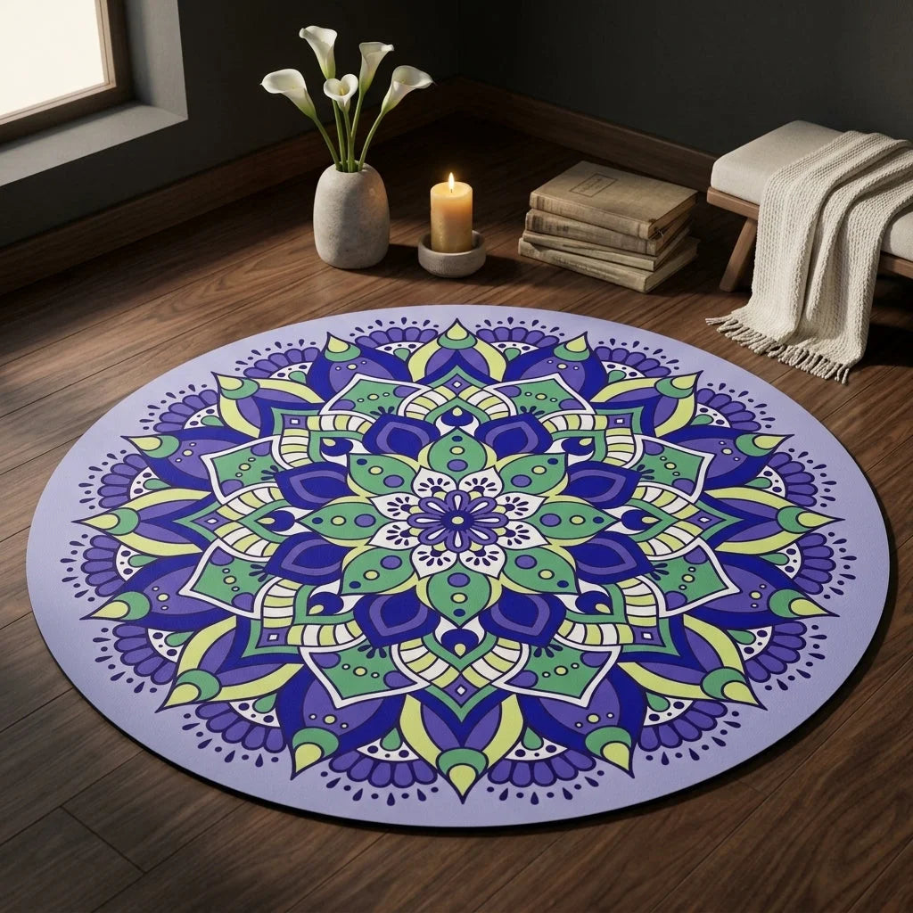 Round Yoga Mats Large With Non-Slip Natural Rubber