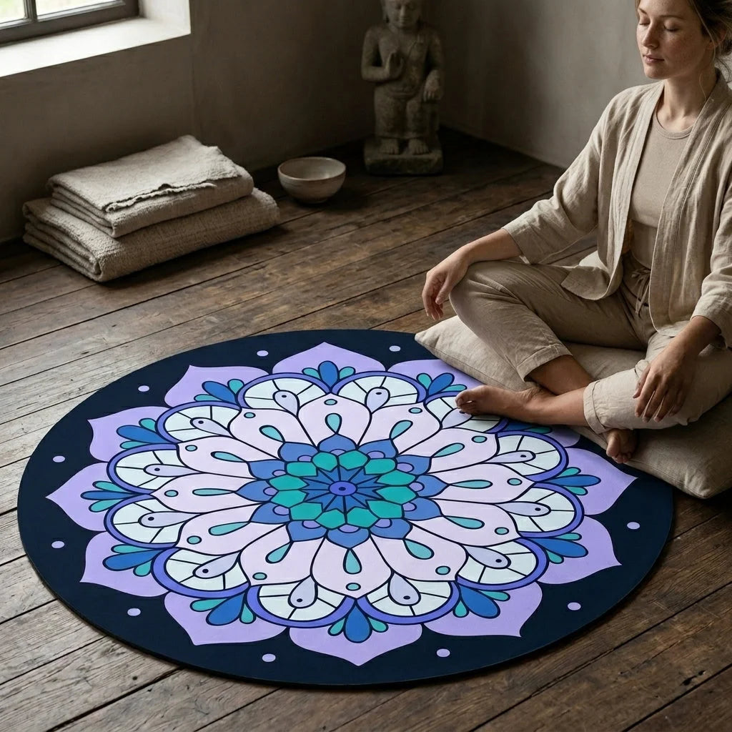 Round Yoga Mats Large With Non-Slip Natural Rubber