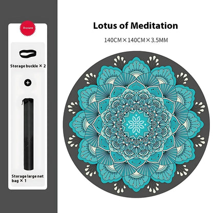 Round Yoga Mats Large With Non-Slip Natural Rubber - Meditation Lotus / 140x140 cm