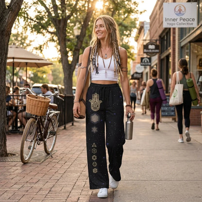 Sacred Geometry Flare Jogger With Night Sky Design