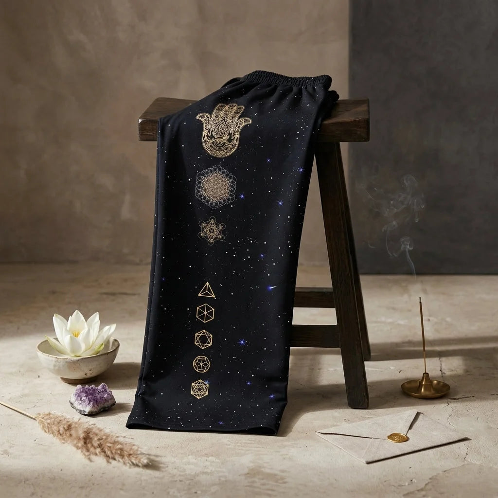 Sacred Geometry Flare Jogger With Night Sky Design
