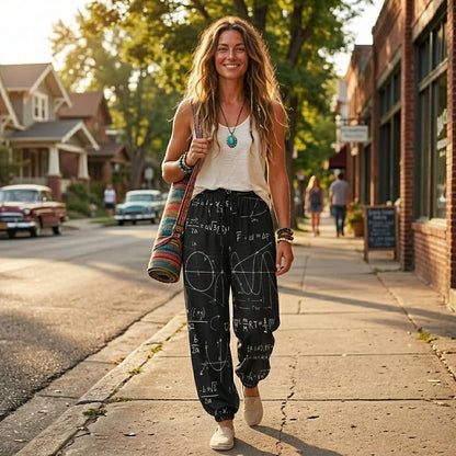 Sacred Geometry Harem Style Trousers in Black