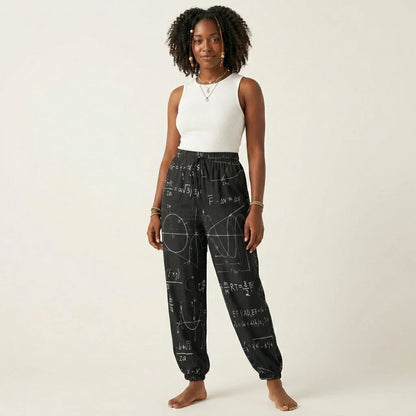 Sacred Geometry Harem Style Trousers in Black
