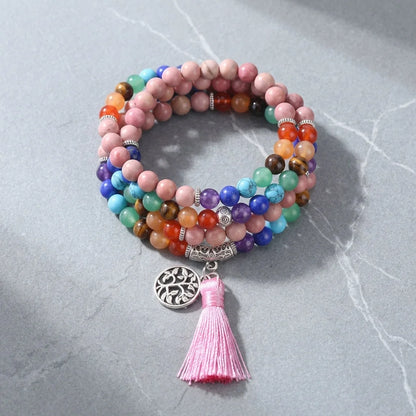 Seven Chakra Wrap Around Bracelet - Pink