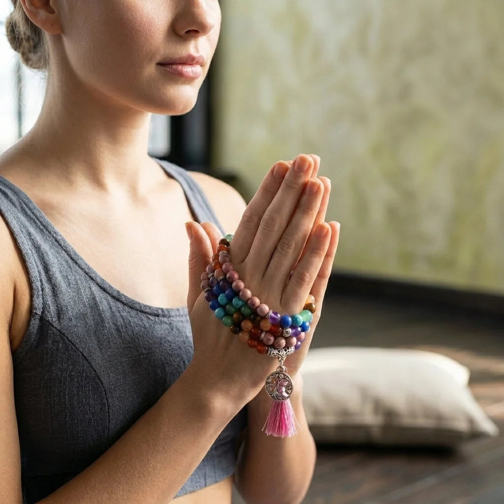 Seven Chakra Wrap Around Bracelet - Pink