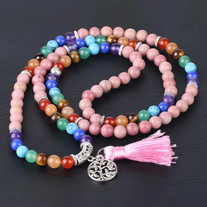Seven Chakra Wrap Around Bracelet - Pink