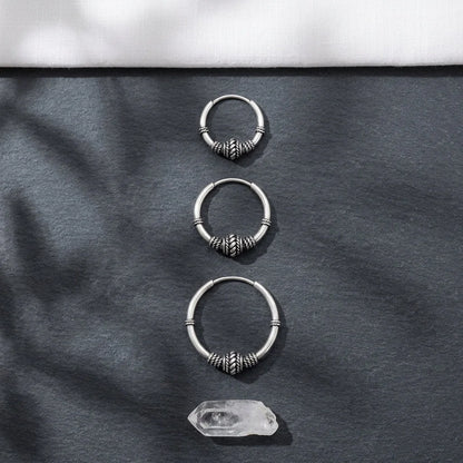 Silver Fusion Boho Hoops Earring Set - Antique Silver / one size