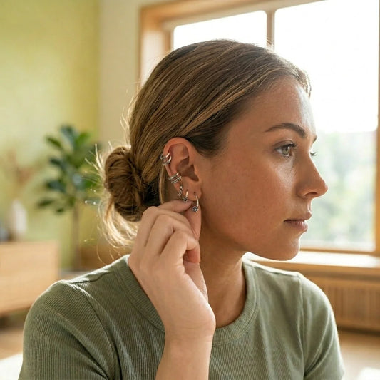 Silver Fusion Boho Hoops Earring Set - Antique Silver / one size