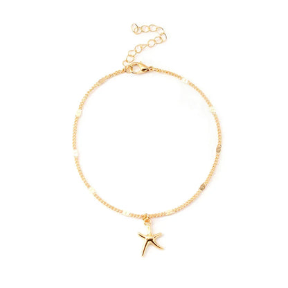 Silver Starfish Unique Ankle Bracelets For Boho Souls - Gold