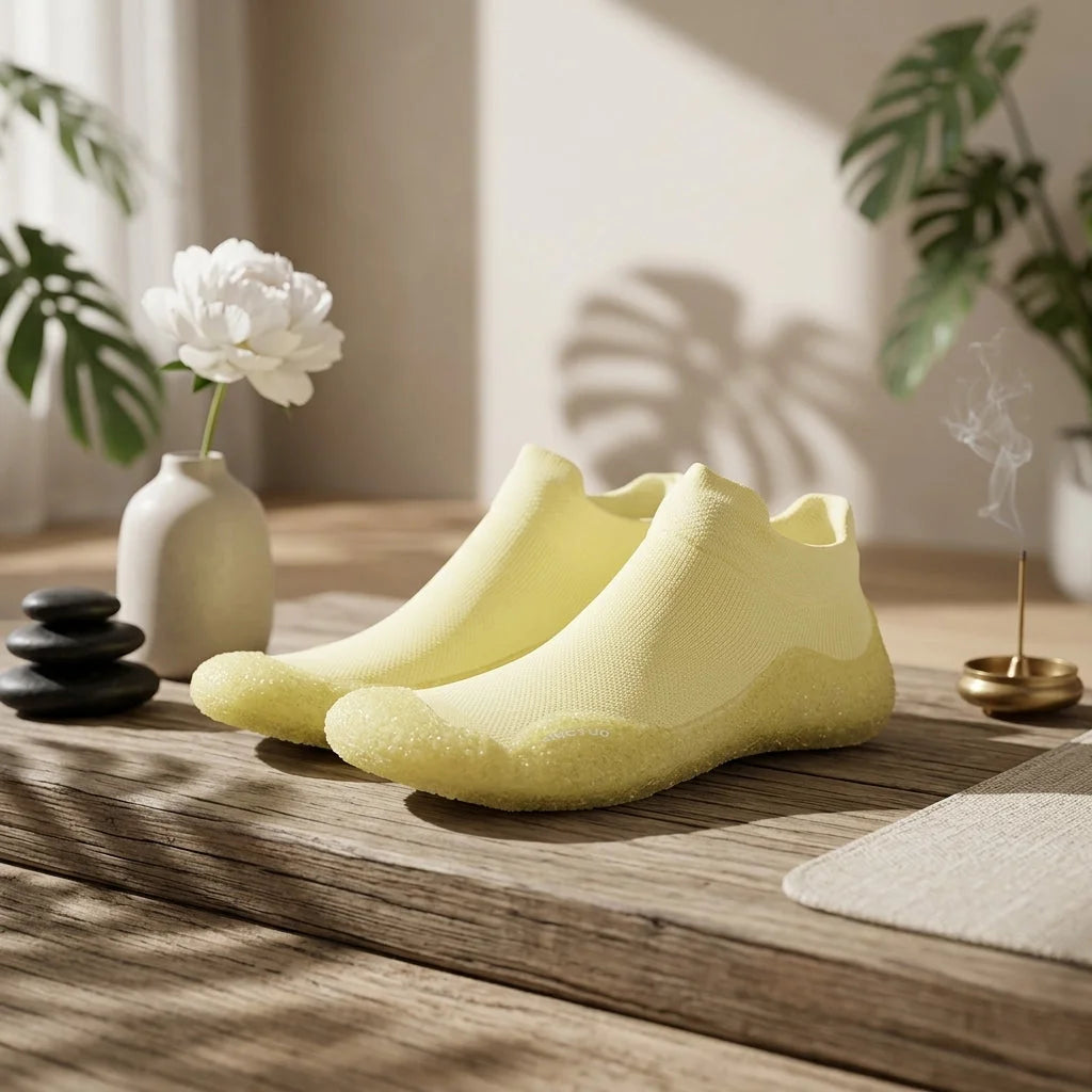 Slip On Yoga Shoes With Knitted Uppers And Grip Sole