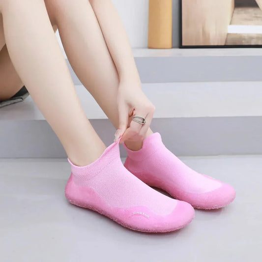 Slip On Yoga Shoes With Knitted Uppers And Grip Sole