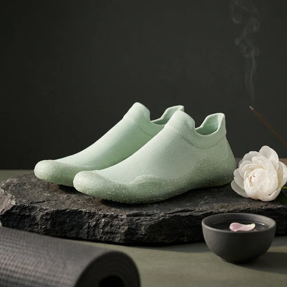 Slip On Yoga Shoes With Knitted Uppers And Grip Sole