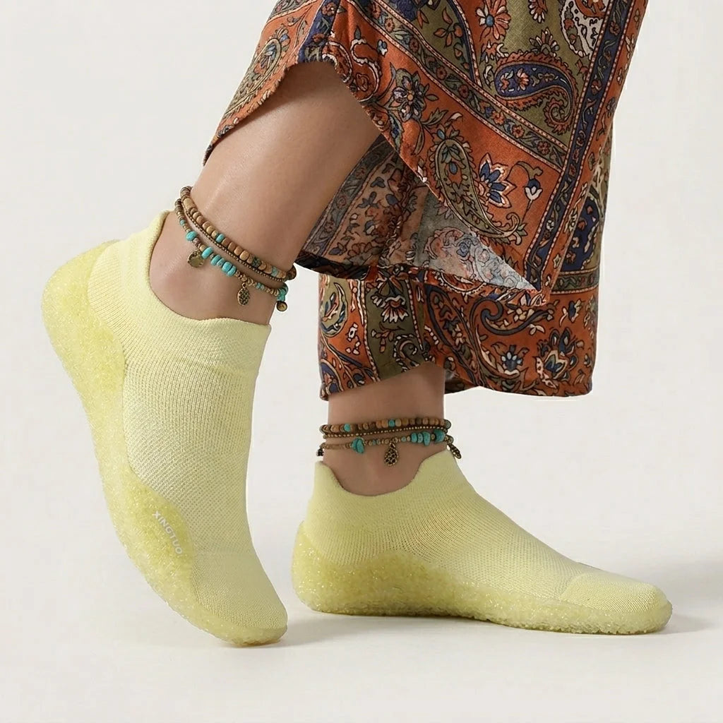 Slip On Yoga Shoes With Knitted Uppers And Grip Sole