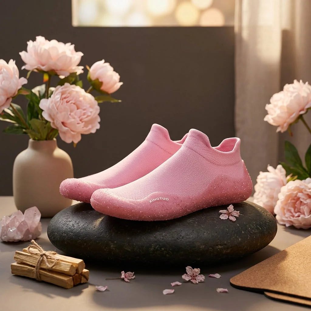 Slip On Yoga Shoes With Knitted Uppers And Grip Sole