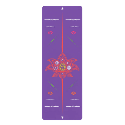 Small Yoga Mat With Centered Lotus Mandala Design - 24x68 in / Purple