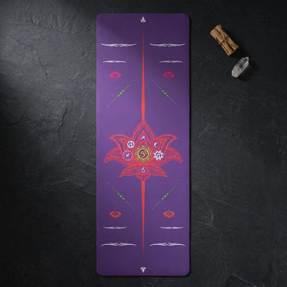 Small Yoga Mat With Centered Lotus Mandala Design