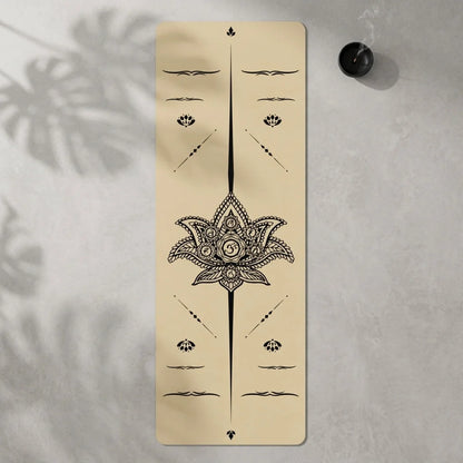Small Yoga Mat With Centered Lotus Mandala Design