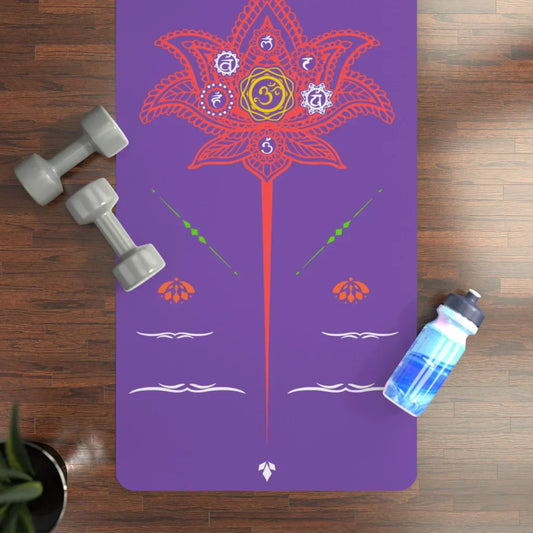 Small Yoga Mat With Centered Lotus Mandala Design