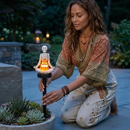 Solar Powered Yoga Skeleton Lawn Light