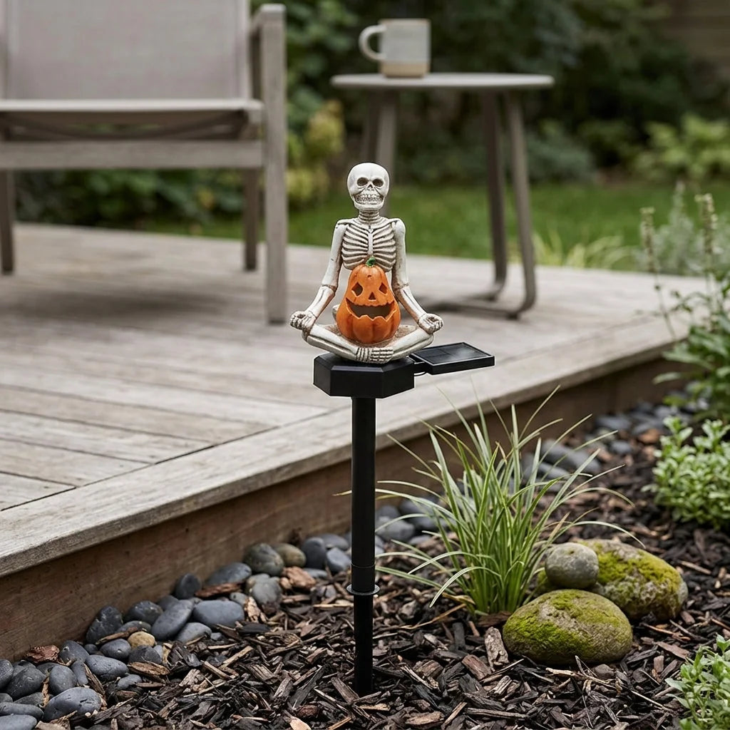 Solar Powered Yoga Skeleton Lawn Light