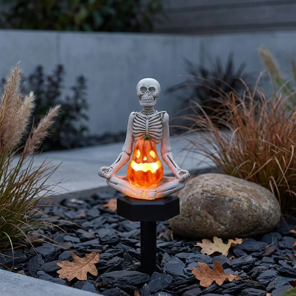 Solar Powered Yoga Skeleton Lawn Light