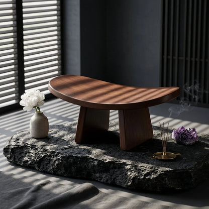 Solid Wood Meditation Seat For Grounded Posture - Dark Brown