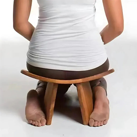 Solid Wood Meditation Seat For Grounded Posture - Dark Brown