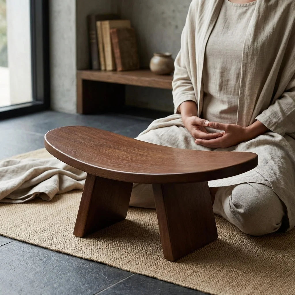 Solid Wood Meditation Seat For Grounded Posture - Dark Brown