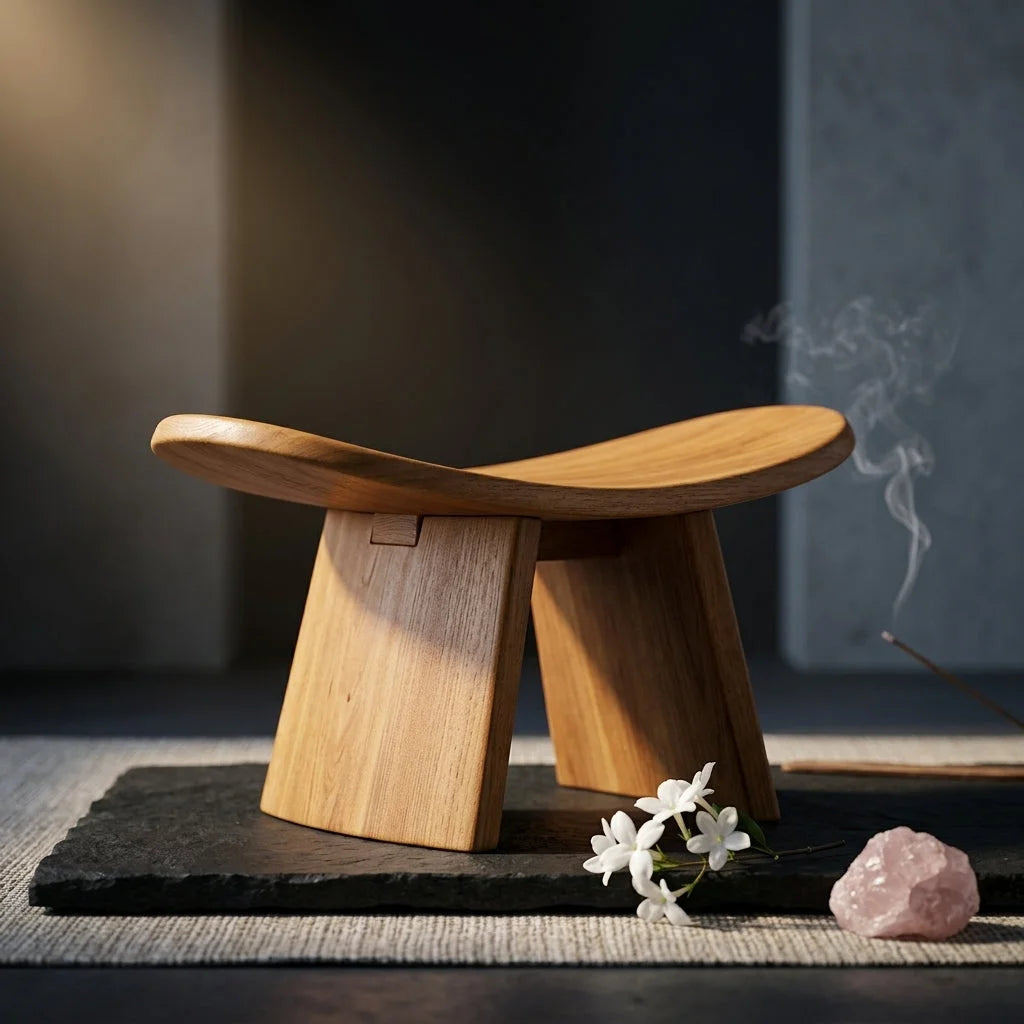 Solid Wood Meditation Seat For Grounded Posture - Dark Brown