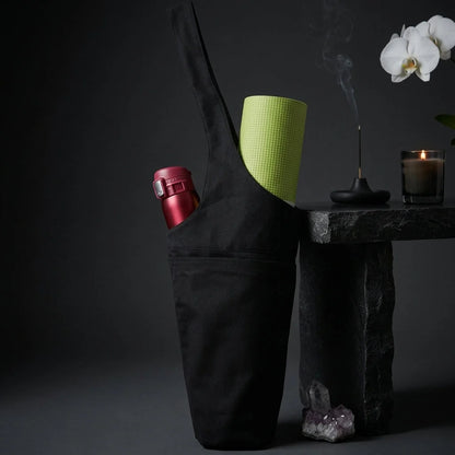 Spacious Yoga Mat Tote Bag With Multi Pockets - Black