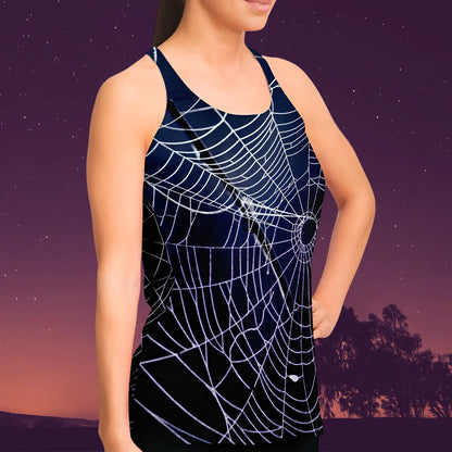 Spider Web Print Racerback Shirt For Yoga Flow