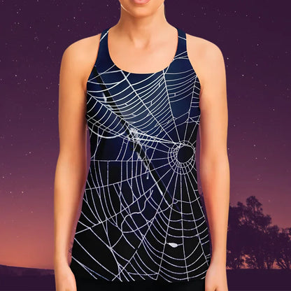 Spider Web Print Racerback Shirt For Yoga Flow