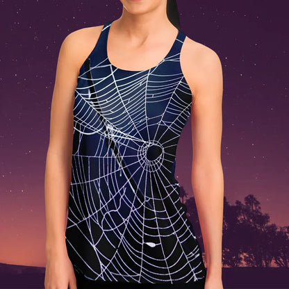 Spider Web Print Racerback Shirt For Yoga Flow
