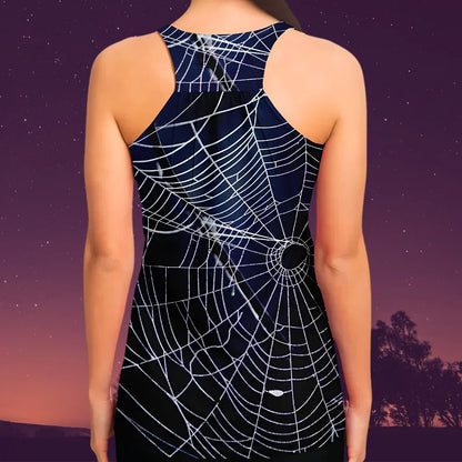 Spider Web Print Racerback Shirt For Yoga Flow